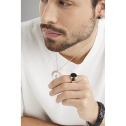 CAÏ Kette mit Anhänger 925 Sterling Silber rhodiniert Onyx