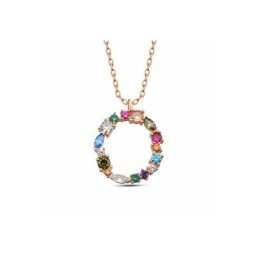 dKeniz Kette mit Anhänger 925/- Sterling Silber rosèvergoldet Buchstabenkette mit O