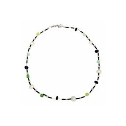 DeMarie Collierkettchen Edelstahl Perle Onyx Acryl Kristall