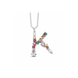 dKeniz Kette mit Anhänger 925/- Sterling Silber rhodiniert Buchstabenkette mit K