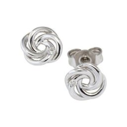 JOBO Paar Ohrstecker, verschlungen 585 Weißgold mit 2 Diamanten