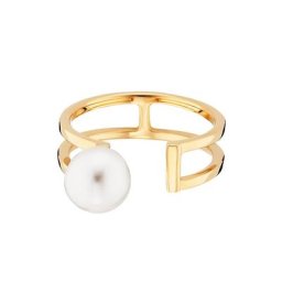CAÏ Fingerring 925/- Sterling Silber gelb vergoldet Perle