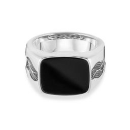 CAÏ Fingerring 925/- Sterling Silber rhodiniert oxidiert Onyx