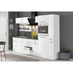 HELD MÖBEL Küchenzeile Tulsa, mit E-Geräten, Breite 300 cm, schwarze Metallgriffe, MDF Fronten