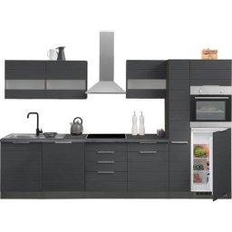 HELD MÖBEL Küche Luhe, 330 cm breit, wahlweise mit oder ohne E-Geräten, gefräste MDF-Fronten