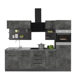 HELD MÖBEL Küchenzeile Tulsa, mit E-Geräten, Breite 270 cm, schwarze Metallgriffe, MDF Fronten