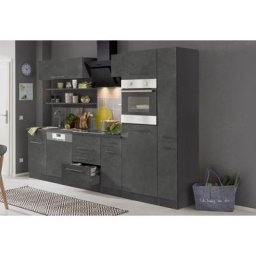HELD MÖBEL Küchenzeile Tulsa, mit E-Geräten, Breite 270 cm, schwarze Metallgriffe, MDF Fronten