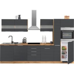 HELD MÖBEL Küche Luhe, 330 cm breit, wahlweise mit oder ohne E-Geräten, gefräste MDF-Fronten