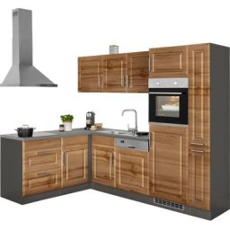 HELD MÖBEL Winkelküche Stockholm, Stellbreite 260/170 cm, mit E-Geräten, MDF Frontenl