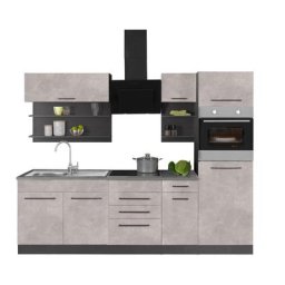HELD MÖBEL Küchenzeile Tulsa, mit E-Geräten, Breite 270 cm, schwarze Metallgriffe, MDF Fronten