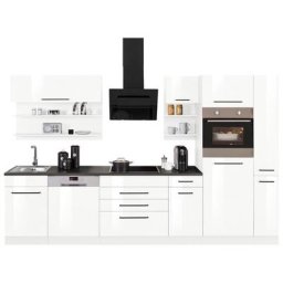 HELD MÖBEL Küchenzeile Tulsa, mit E-Geräten, Breite 320 cm, schwarze Metallgriffe, MDF Fronten