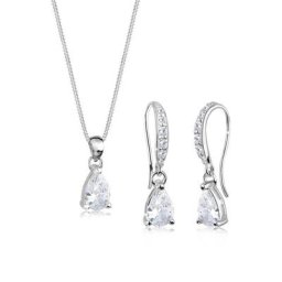 Elli Schmuckset Ohrhänger und Anhänger mit Zirkonia Tropfen