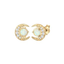 Elli Elli Ohrringe Halbmond Geo Opal Kristalle 925 Silber Damen