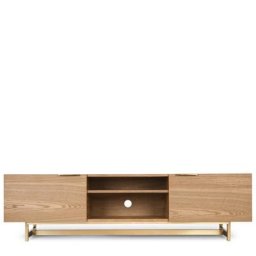 TV Schrank STARK - TV-Lowboard, naturbelassenes Holz & Messing, B180