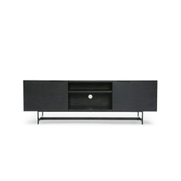 Sideboard - Holz - Schwarz - NV GALLERY - STARK - TV-Lowboard, Eschenholz & schwarzes Metall, B150
