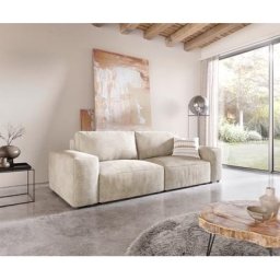 DELIFE Big-Sofa Lanzo L 260x110 cm Cord Beige, Big Sofas