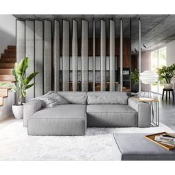 DELIFE Ecksofa Sirpio XL 270x170 cm Mikrofaser Grau Recamiere variabel mit Hocker, Ecksofas