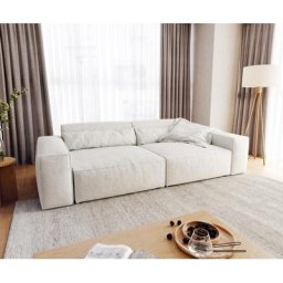 DELIFE Big-Sofa Sirpio XL 270x130 cm Bouclee Creme-Weiß, Big Sofas