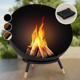 Blumfeldt - Fireball Wood kippbare Stahl-Feuerschale für Garten oder Terrasse ø 66 cm - Schwarz