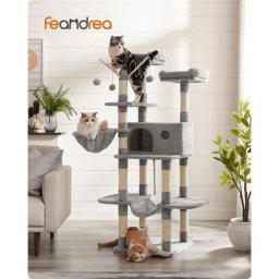 Feandrea Kratzbaum, xxl Katzenbaum, 164cm Hellgrau von Songmics PCT087W01 - Hellgrau