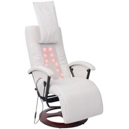 Shiatsu-Massagesessel Weiß Kunstleder vidaXL - Weiß