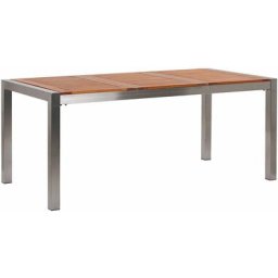 Gartentisch hellbraun aus Eukalyptusholz Beine aus Edelstahl 180 cm Grosseto - Heller Holzfarbton