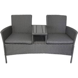 Gartenbank 138 x 61 x 81cm Rattan 2-Sitzer inkl.Sitzkissen