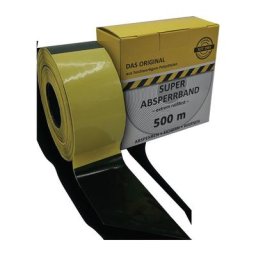 Absperrband Länge 500 m Breite 80 mm gelb/schwarz geblockt