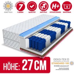 FDM - Matratze 90x200 visco Memory 7 Zonen Taschenfederkern Kokos attis max H3 H4 Höhe 27cm