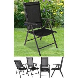 Gartenstuhl klappbar, 4er-set, anthrazit