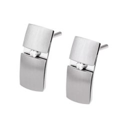 Damen Ohrstecker, Edelstahl mit 2 Brillanten, zus. ca. 0,016 Karat