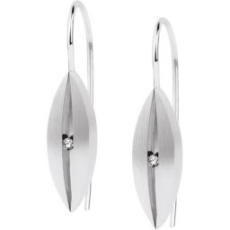 Damen Ohrhaken, Edelstahl mit 2 Brillanten, zus. ca. 0,02 Karat