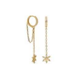 dKeniz Paar Ohrhänger 925/- Sterling Silber vergoldet Glänzend 2,5cm Zirkonia Weiß