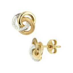 JOBO Paar Ohrstecker, Knoten 585 Gold bicolor mit 2 Diamanten