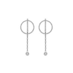 dKeniz Paar Ohrstecker 925/- Sterling Silber rhodiniert Glänzend 2,5cm Zirkonia Weiß