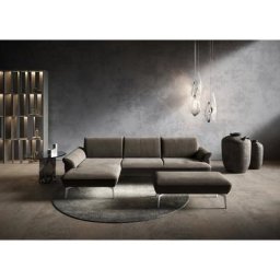 himolla Ecksofa himolla 9900, Recamiere rechts o. links, Füße Aluminium, mit Hocker