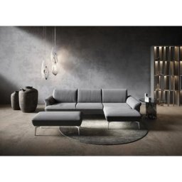 himolla Ecksofa himolla 9900, Recamiere rechts o. links, Füße Aluminium, mit Hocker