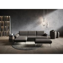 himolla Ecksofa himolla 9900, Recamiere rechts o. links, Füße Aluminium, mit Hocker