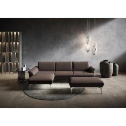 himolla Ecksofa himolla 9900, Recamiere rechts o. links, Füße Aluminium, mit Hocker