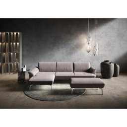 himolla Ecksofa himolla 9900, Recamiere rechts o. links, Füße Aluminium, mit Hocker
