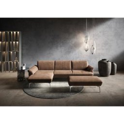 himolla Ecksofa himolla 9900, Recamiere rechts o. links, Füße Aluminium, mit Hocker