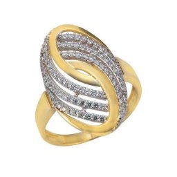 Firetti Goldring oval, Glanzoptik, mit Zirkonia