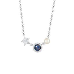 Nenalina Nenalina Halskette Stern Opal Perle Kristalle 925 Silber Ketten Damen