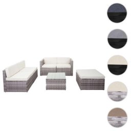 Poly-Rattan-Garnitur HWC-D24, Garten-/Lounge-Set Sofa ~ Variantenangebot