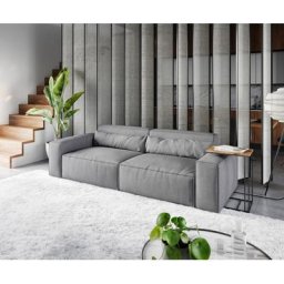 DELIFE Big-Sofa Sirpio L 260x110 cm Mikrofaser Grau, Big Sofas