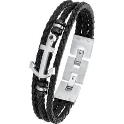 Herren Armband, Edelstahl/Leder