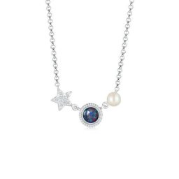 Nenalina Collierkettchen Stern Opal Perle Kristalle 925 Silber