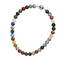 JOBO Kette ohne Anhänger Edelsteinkette mit bunten Edelsteinen, 45 cm