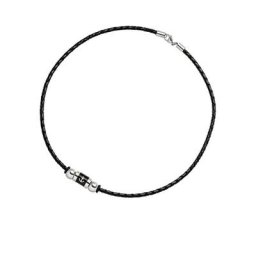 JOBO Lederband Motiv Anker, Leder und Edelstahl schwarz beschichtet 45 cm