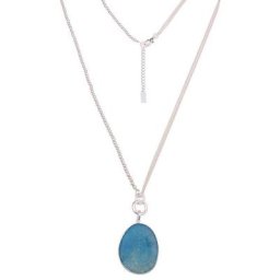 leslii Kette mit Anhänger Statement Naturstein, mit blauem Stein-Anhänger